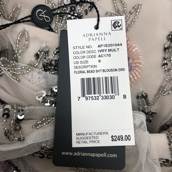 Adrianna Papell Embellished Beaded Blouson Dress 6 - Picture 7 of 8